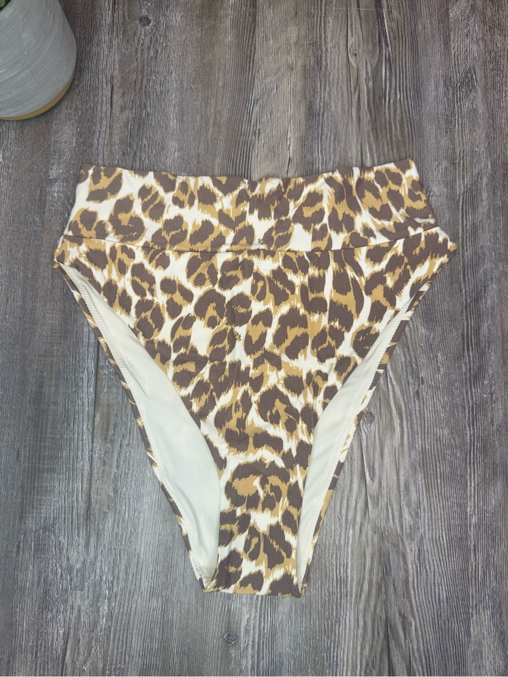 Aerie Womens High Cut Waisted Cheeky Leopard Print Swim Bikini Bottoms Medium